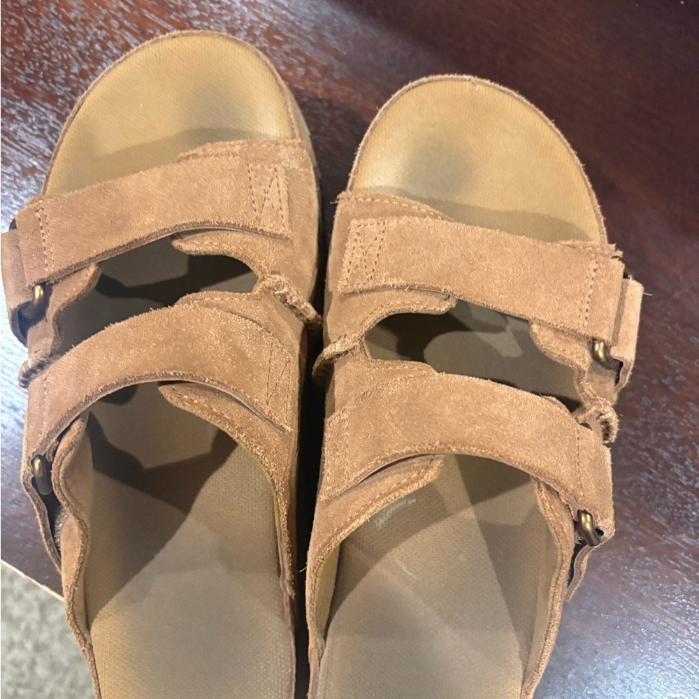 UGG Women's Goldenstar Suede Double-Strap Slide Sandals in Chestnut - Picture 3 of 8